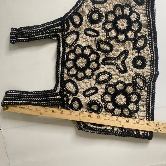 Rebellion Again Crochet Lace Crop Top Size S Sleeveless Boho Hippie Festival - Picture 10 of 12